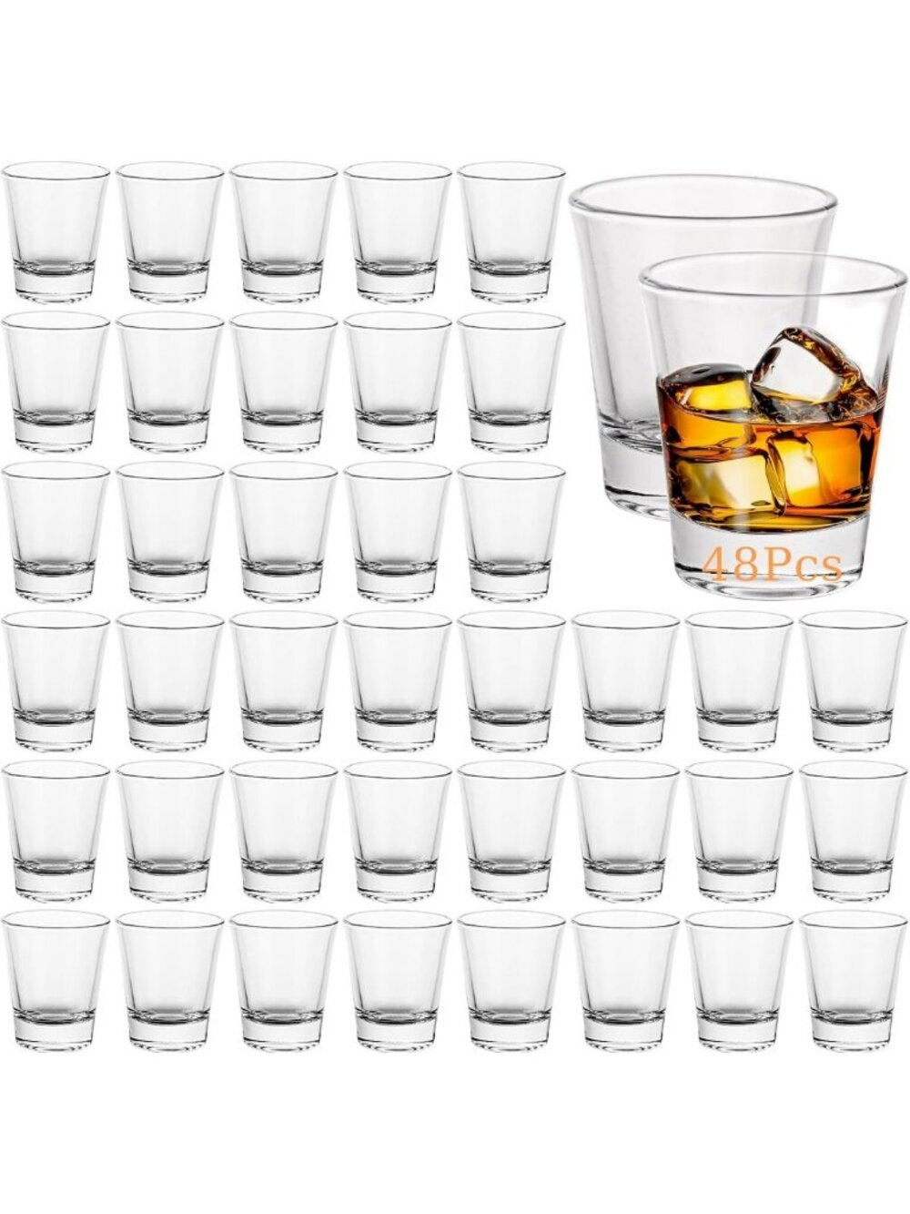 48 Pack 2 Oz Clear Plastic Shot Glasses - Perfect for Parties & Events